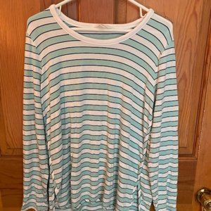Market & Spruce Green/White Striped Long Sleeve T Size 2X